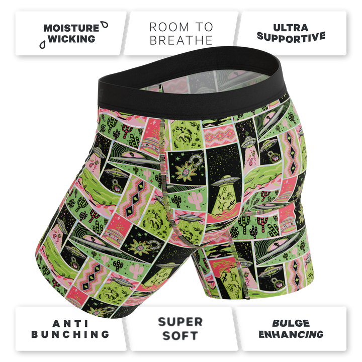 The Area 51 | Retro-Futuristic Alien Long Leg Ball Hammock® Pouch Underwear With Fly