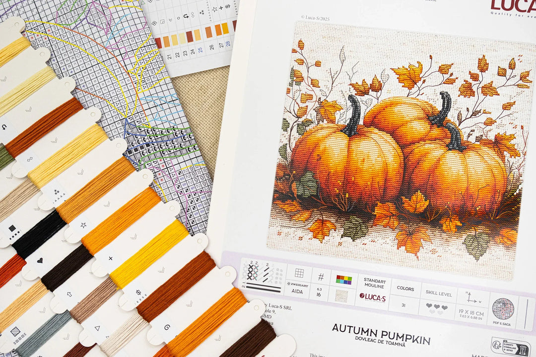 Autumn Pumpkin Counted Cross-Stitch Kit by Luca-S B1434L