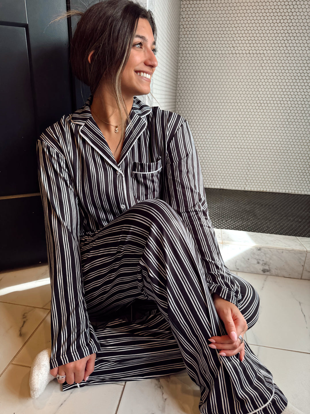 Black Stripe Pajama Set