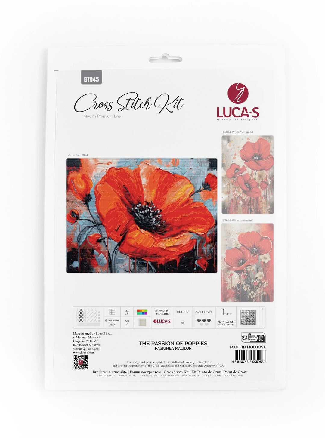The Passion of Poppies B7045L Counted Cross-Stitch Kit