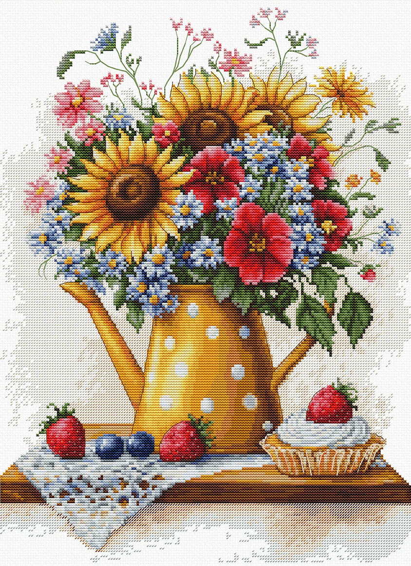 Summer Flowers Counted Cross-Stitch Kit by Luca-S B7052L