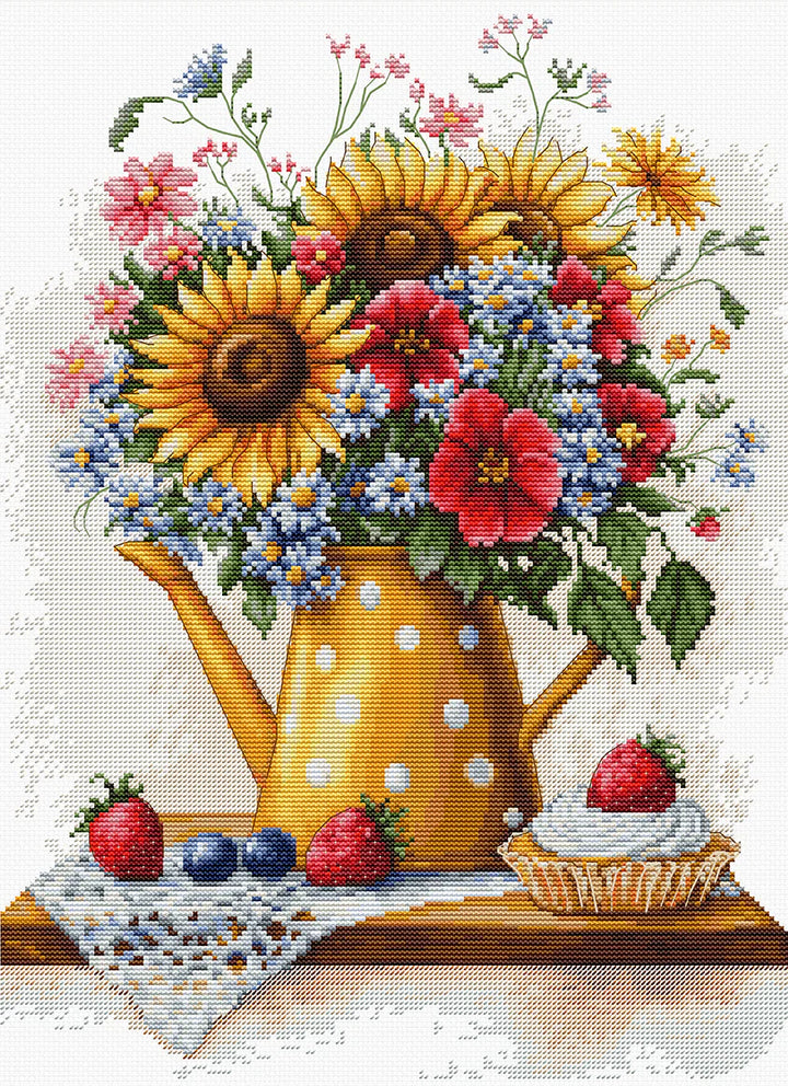 Summer Flowers Counted Cross-Stitch Kit by Luca-S B7052L
