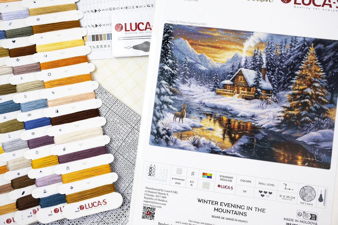 Winter Evening in the Mountains Counted Cross-Stitch Kit by Luca-S B721L