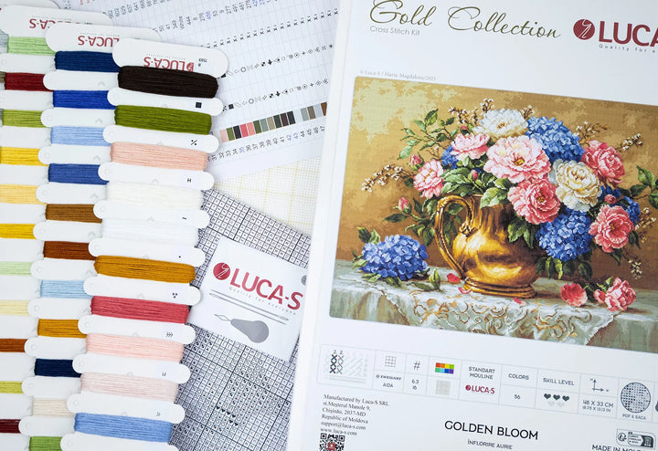 Golden Bloom Counted Cross-Stitch Kit by Luca-S B723L