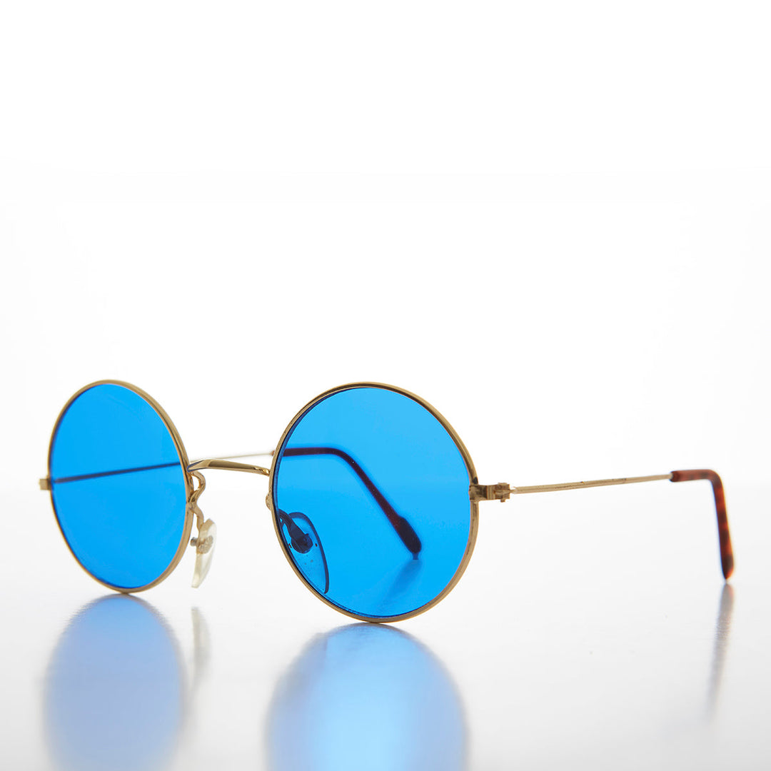 Round Circle Sunglass with Blue Tinted Lens - Benji