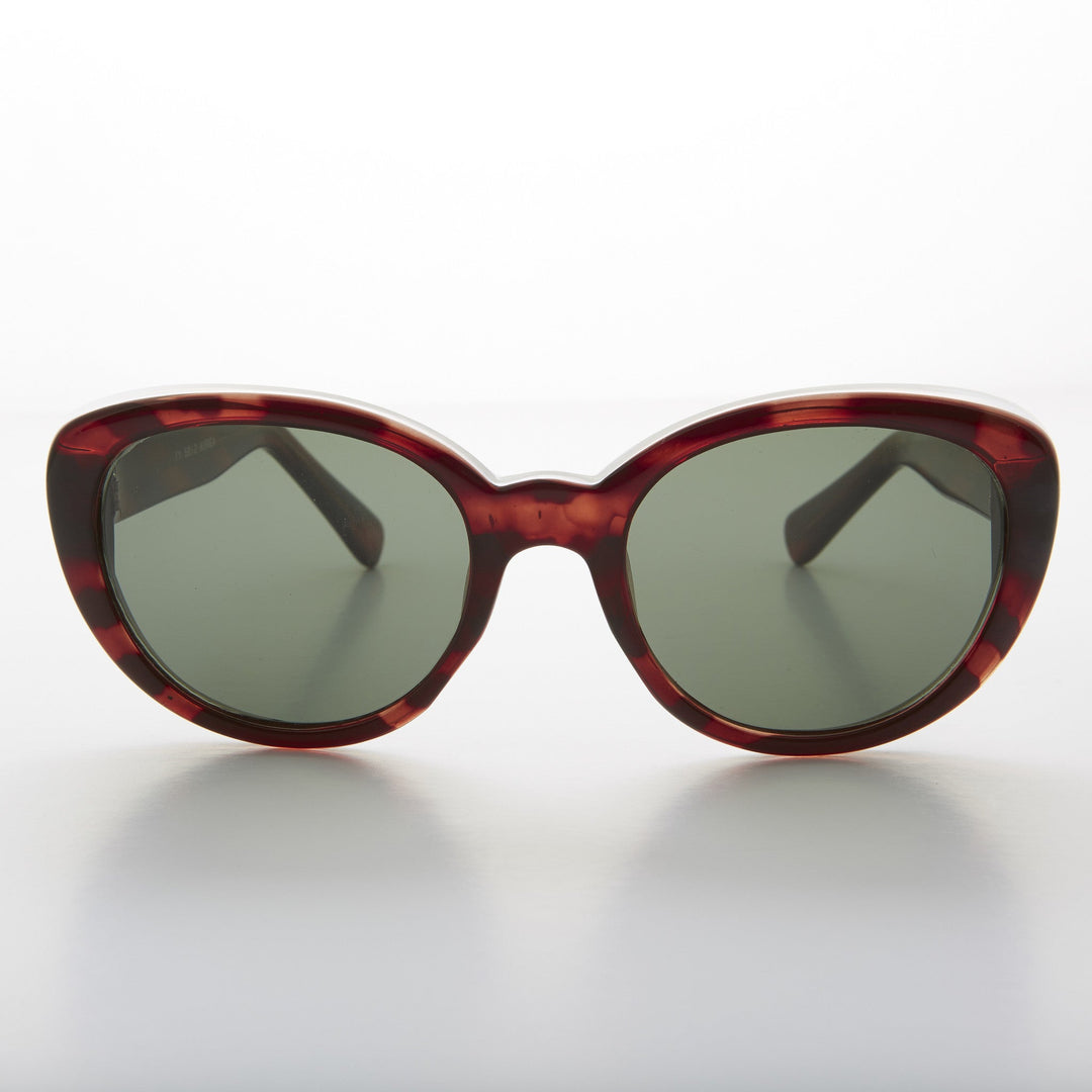 Round Cat Eye Sunglass with Glass lens and Thick Frame - Betsy