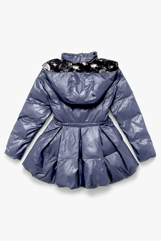 Pearl Peplum Puffer Jacket - Navy