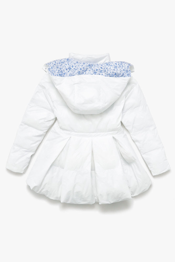 Pearl Peplum Puffer Jacket - White