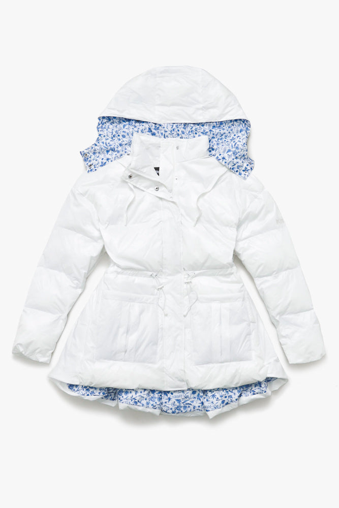 Pearl Peplum Puffer Jacket - White