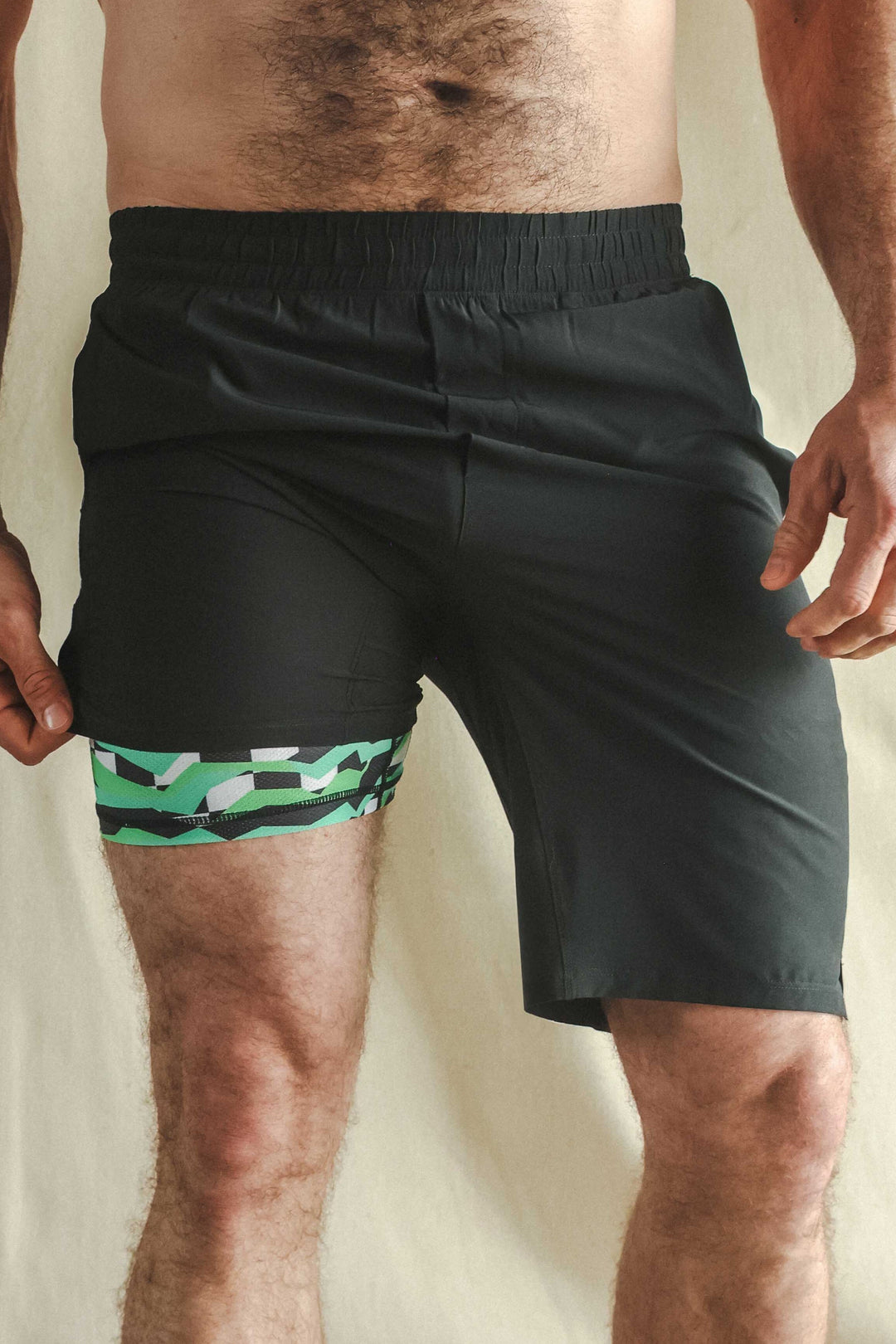 The Water Break | Black and Green Neon Ball Hammock® 9 Inch Athletic Shorts
