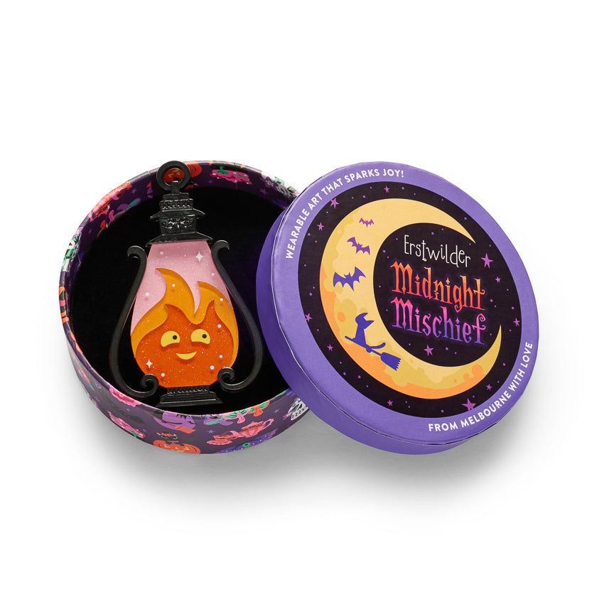 Glow-Up Brooch by Erstwilder – back detail | Midnight Mischief Halloween Collection