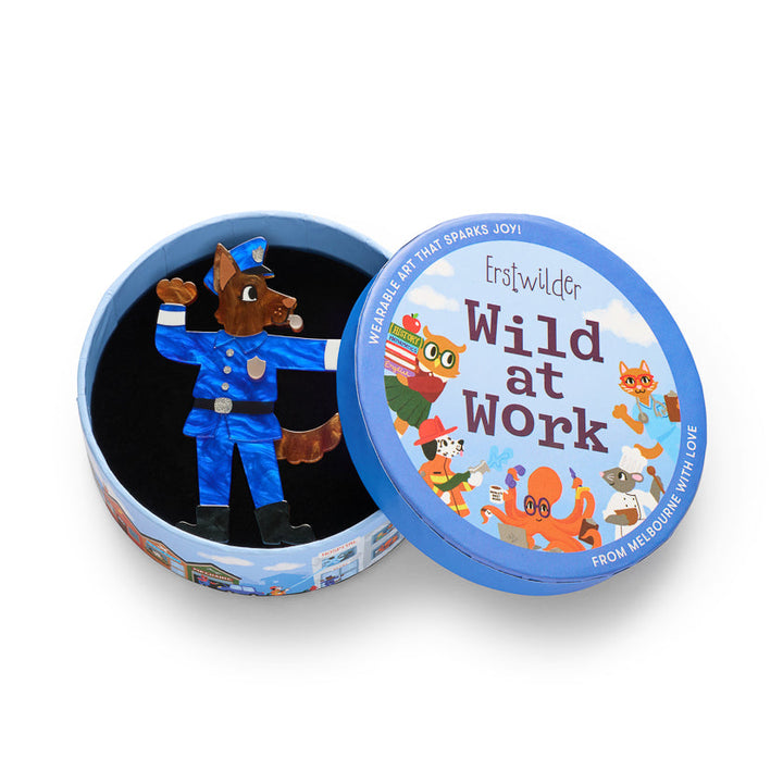 Officer Wags Brooch by Erstwilder – back detail | Wild at Work Collection