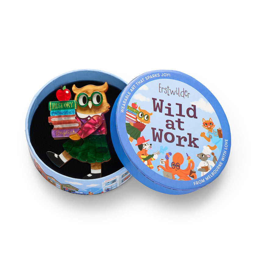 Professor Hootsworth Brooch by Erstwilder – back detail | Wild at Work Collection