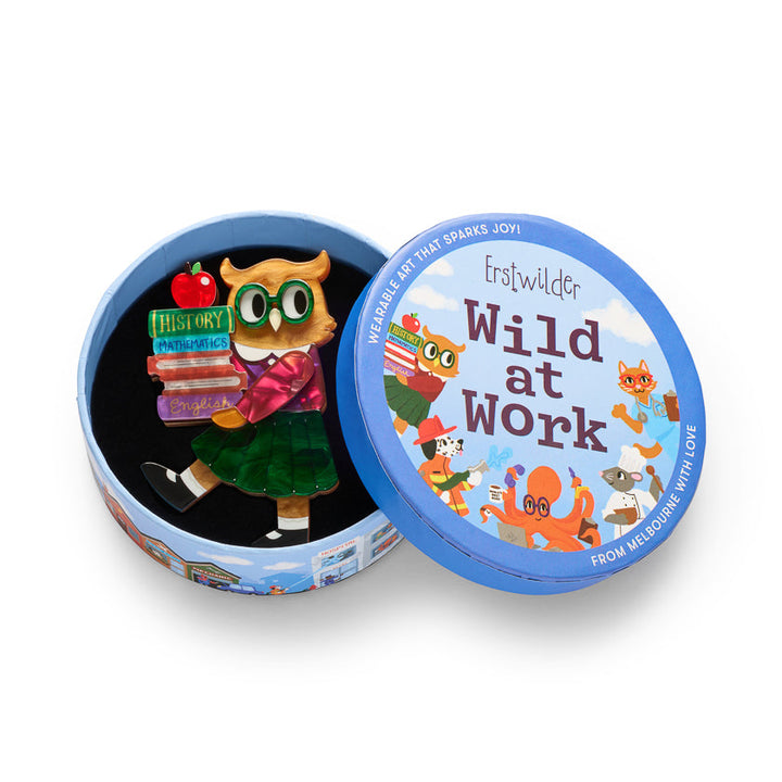 Professor Hootsworth Brooch by Erstwilder – back detail | Wild at Work Collection
