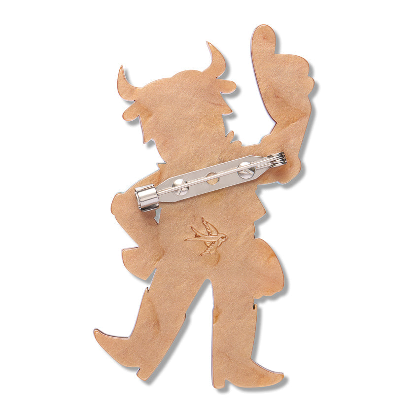 Marshall Longhorn Brooch by Erstwilder shown with gift box | Wild at Work Collection