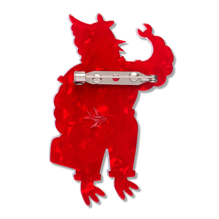 Scarlet Ignition Brooch by Erstwilder shown with gift box | Wild at Work Collection