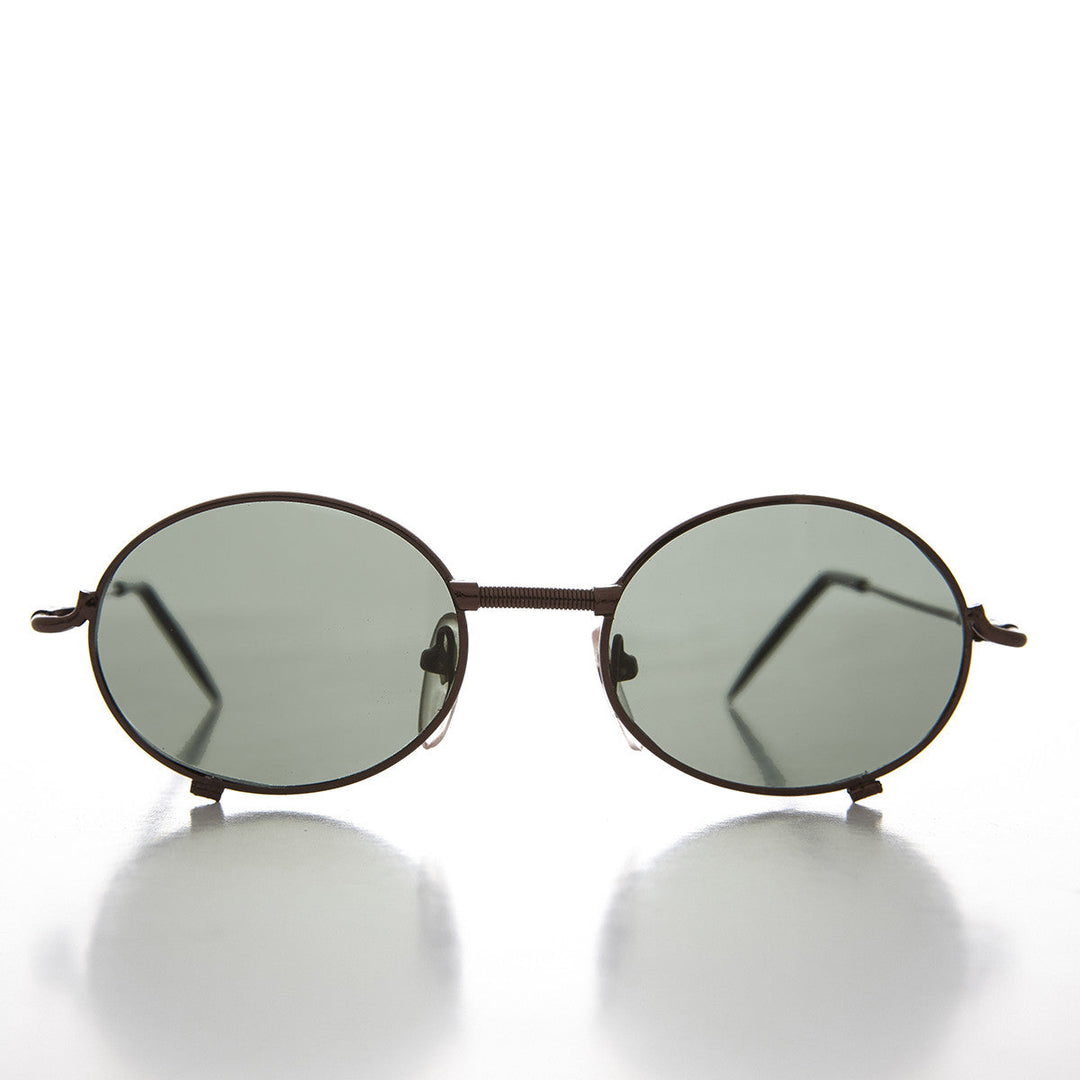Industrial Steampunk 90s Sunglass with Oval Optical Quality Frame Glass Lens - Blaster
