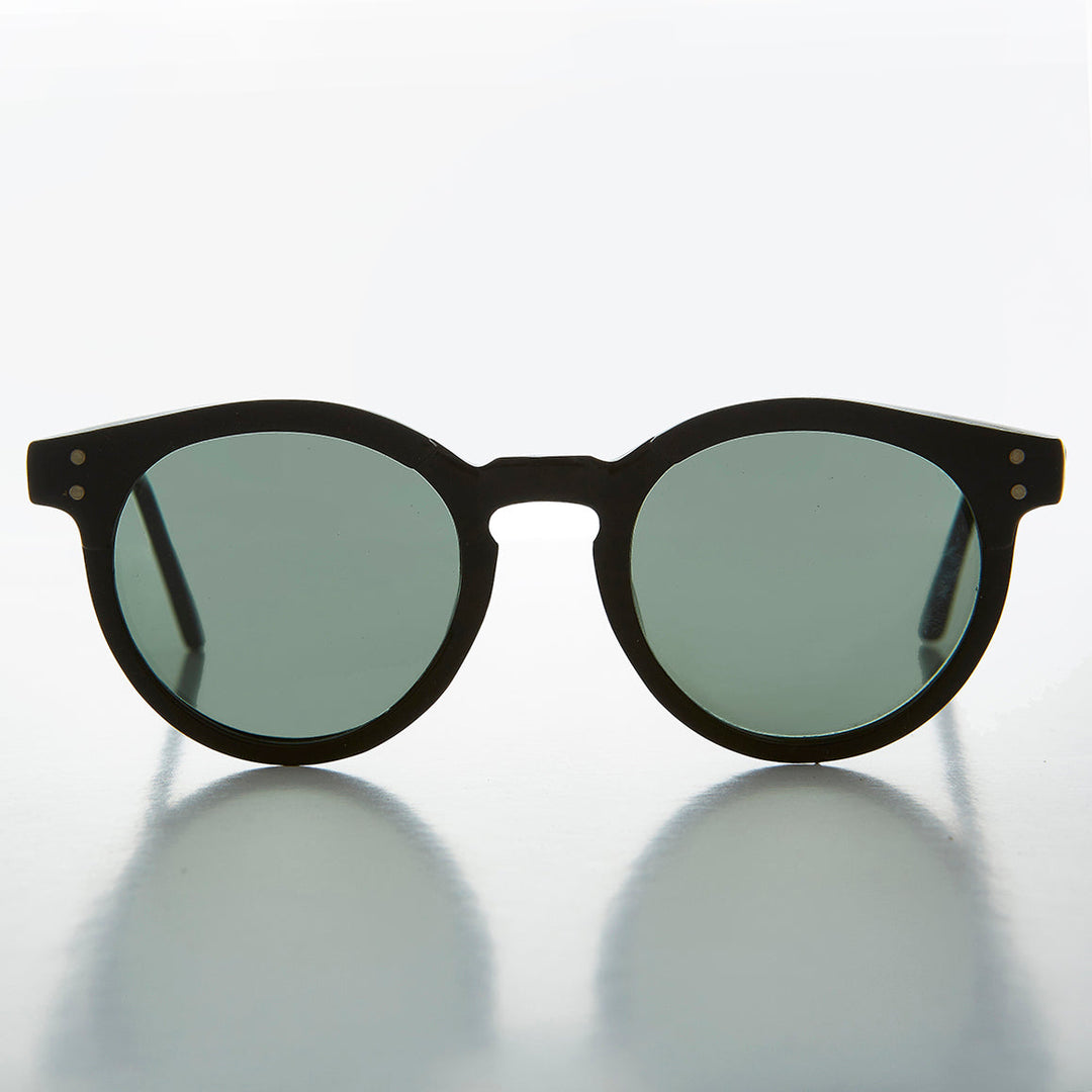 Round Horn Rim Classic Pantos Vintage Sunglass with Glass Lens - Brad