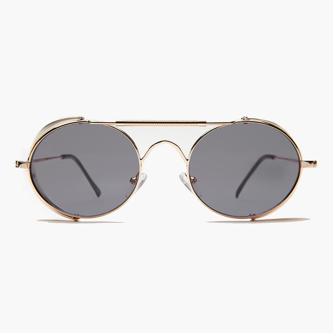 Gold Steampunk Sunglass with Folding Side Shields - Bram 6