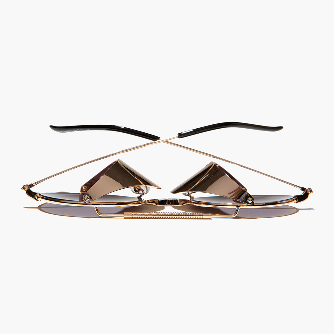 Gold Steampunk Sunglass with Folding Side Shields - Bram 6