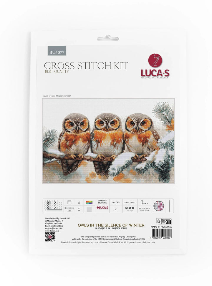 Owls in The Silence of Winter BU5077L Counted Cross-Stitch Kit