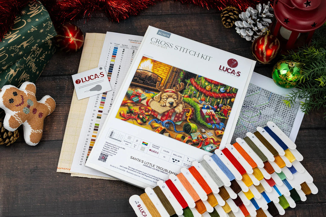 Santa's Little Troublemaker Counted Cross-Stitch Kit by Luca-S BU5079L