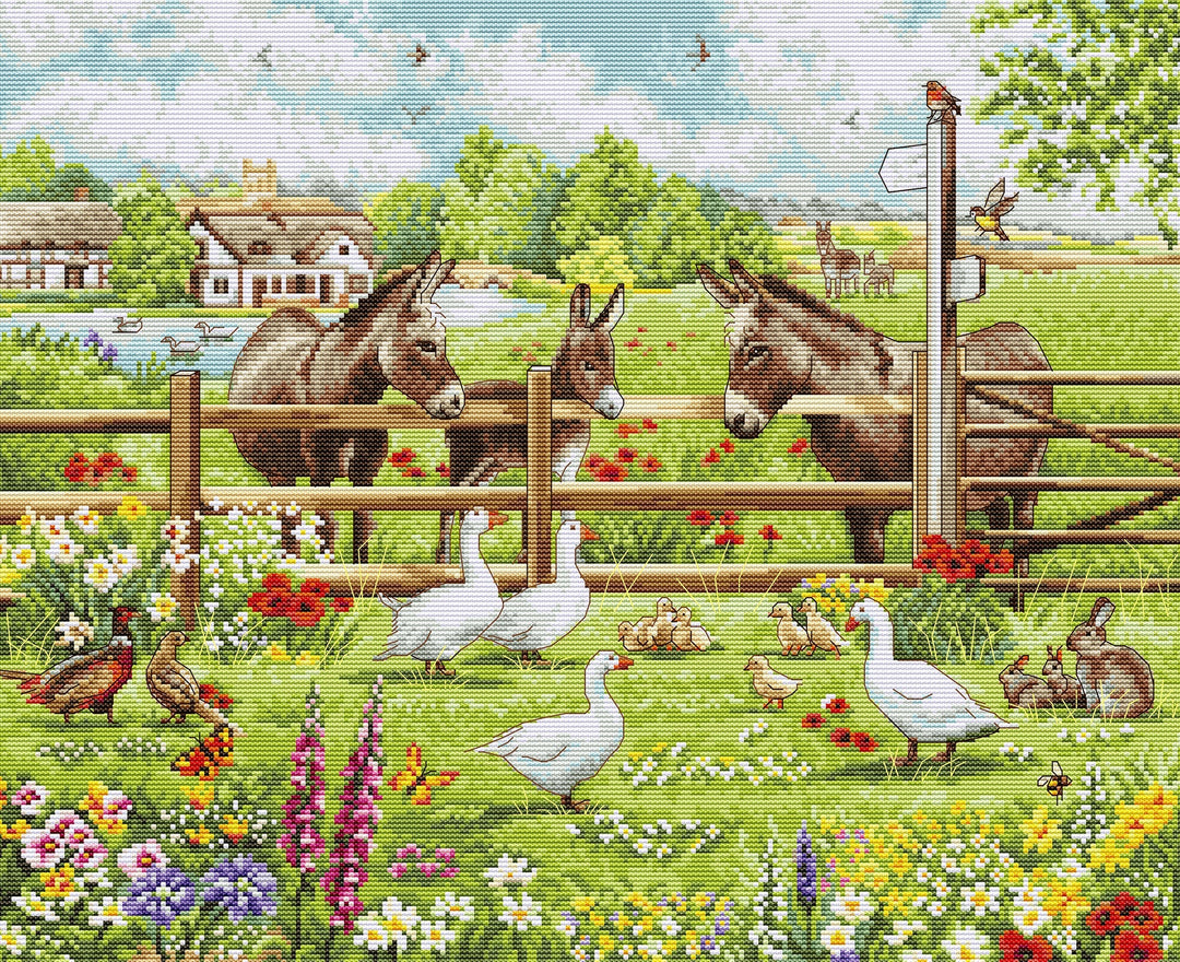 Donkeys' Yard¬† Counted Cross-Stitch Kit by Luca-S BU5087L