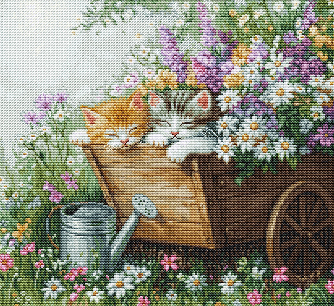 Kittens' Sleep Counted Cross-Stitch Kit by Luca-S BU5093L