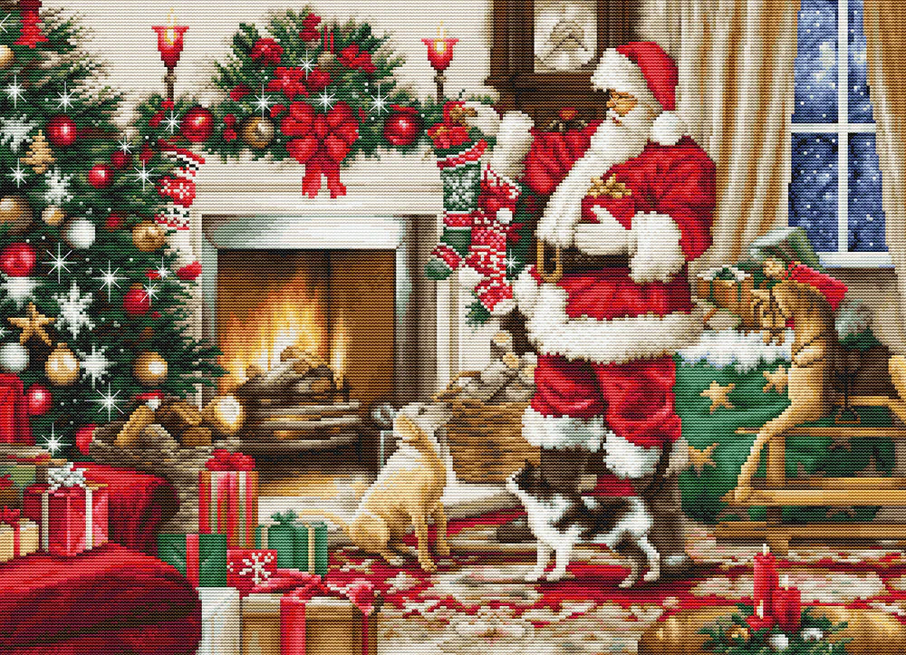Santa Interior Counted Cross-Stitch Kit by Luca-S BU5100L