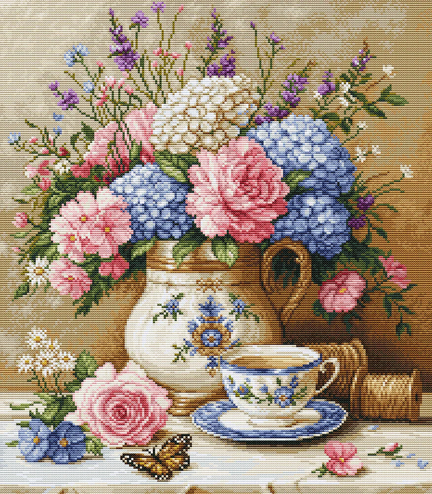 Floral Nostalgia Counted Cross-Stitch Kit by Luca-S B725L