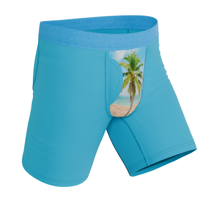 The Beach Please | Palm Tree Long Leg Ball Hammock® Pouch Underwear With Fly