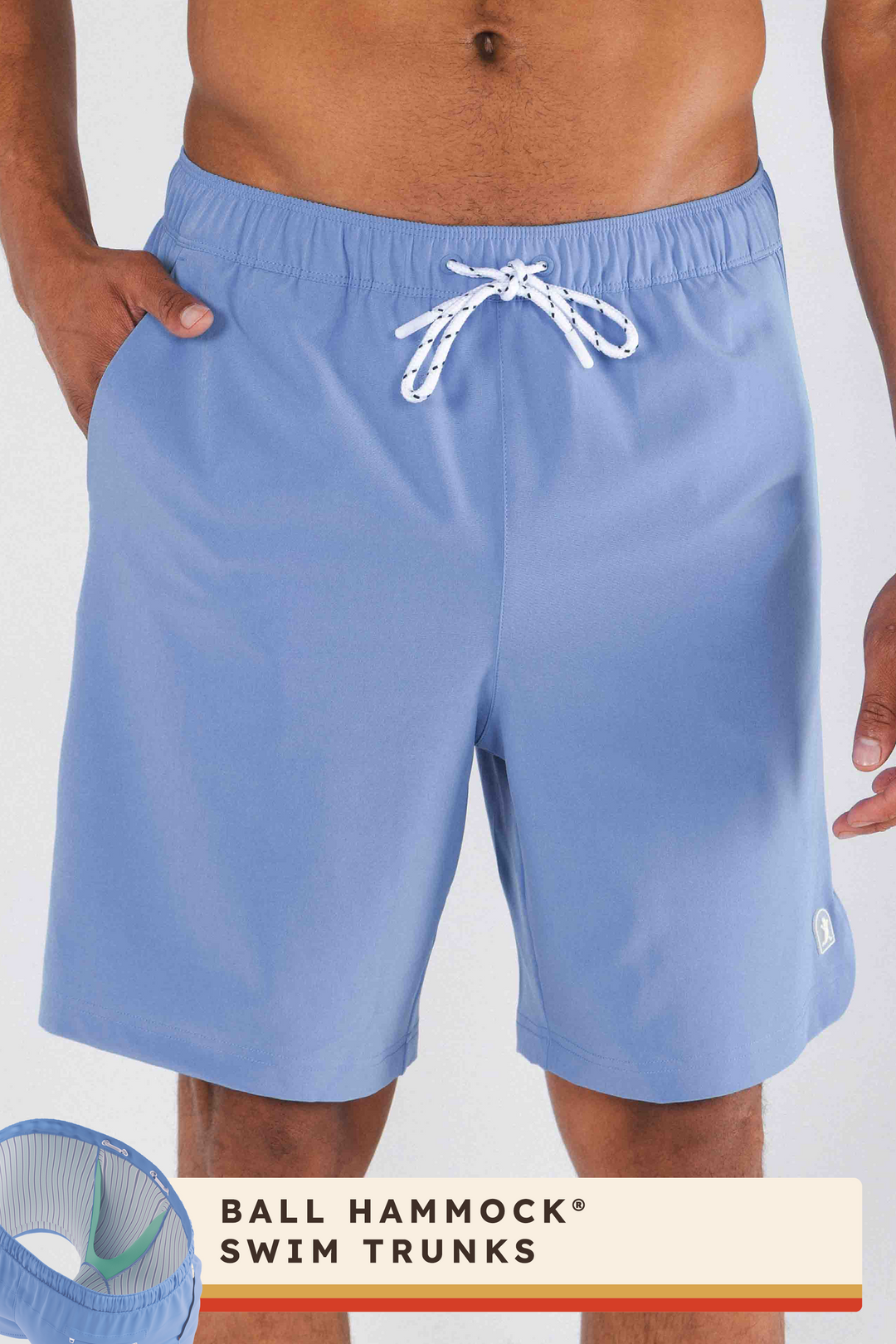 The Belly Flop | Blue and Green Ball Hammock® Pouch 8" Swim Trunks