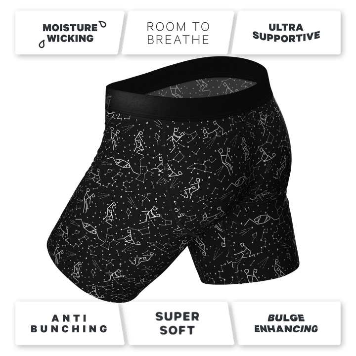 The Big Bang | Glow In The Dark Constellation Long Leg Ball Hammock® Pouch Underwear With Fly