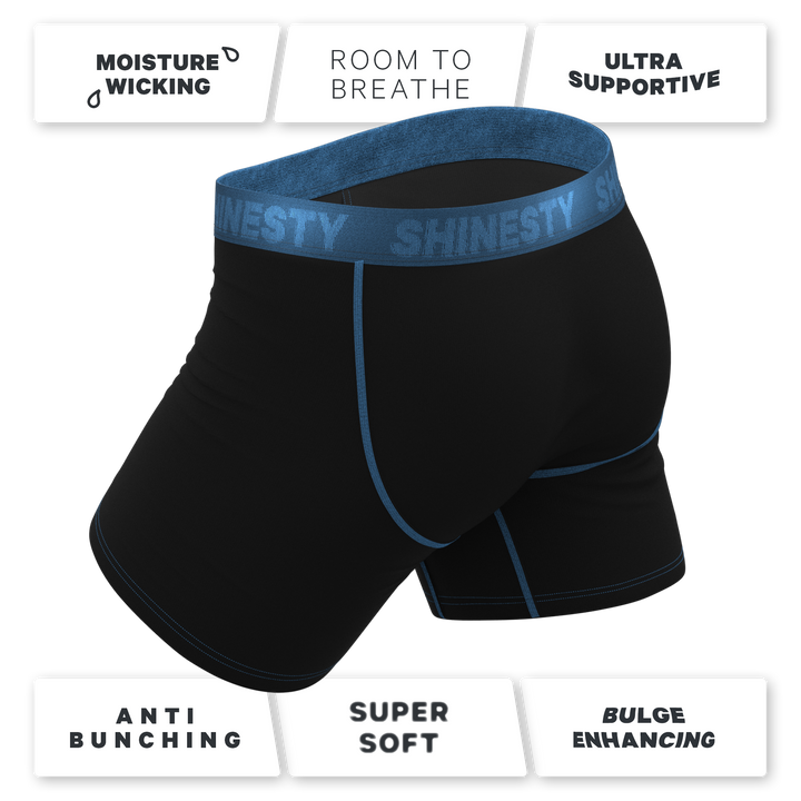 The Black Hole | Black and Blue Ball Hammock® Pouch Underwear With Fly