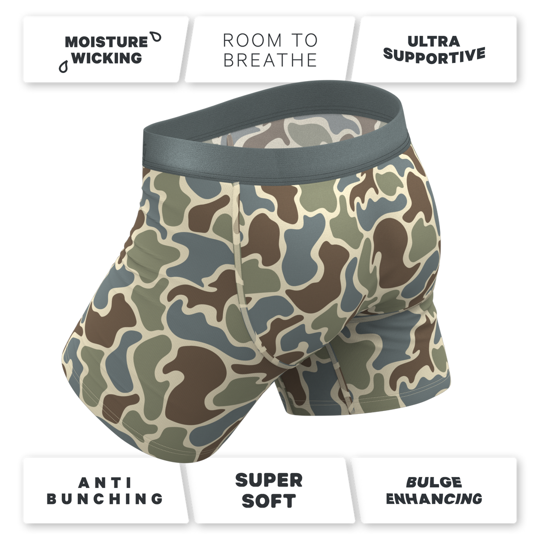 The Blender | Grey Duck Camo Ball Hammock® Pouch Underwear With Fly