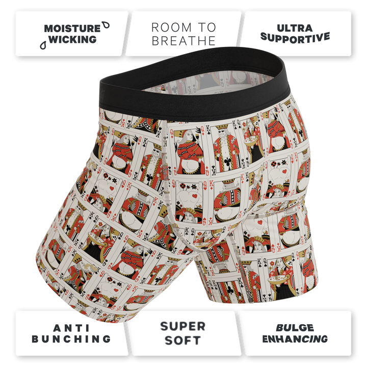 The Bottomless Blackjack | Vintage Playing Cards Long Leg Ball Hammock® Pouch Underwear With Fly