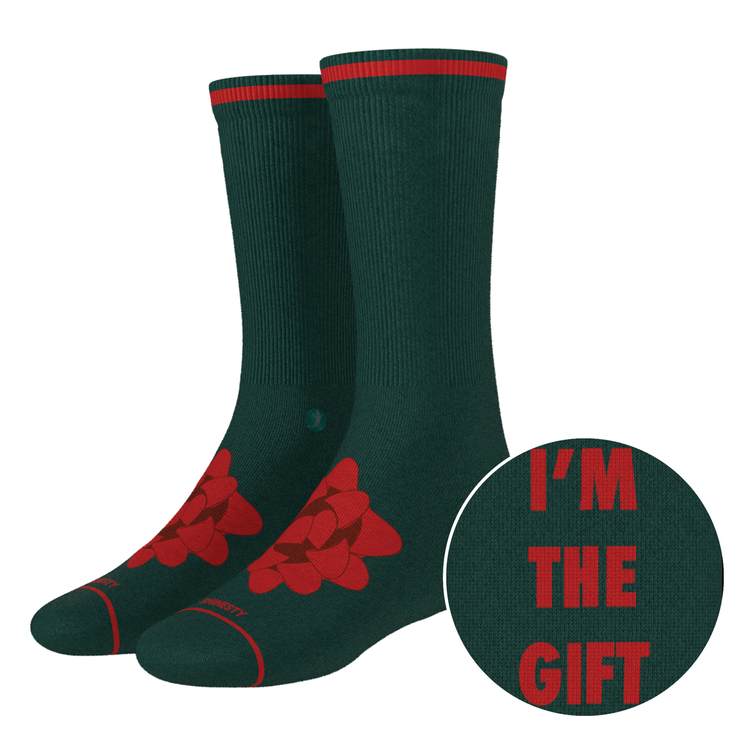 The Bow On Top | Ribbon Present Heel Hammock™ Crew Socks