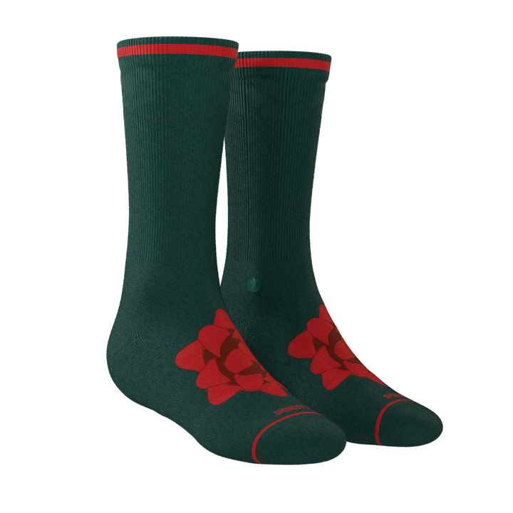 The Bow On Top | Ribbon Present Heel Hammock™ Crew Socks