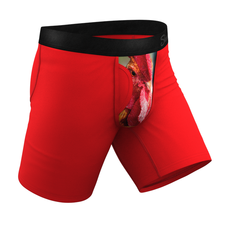 The Early Risers | Barnyard Rooster Long Leg Ball Hammock® Pouch Underwear With Fly