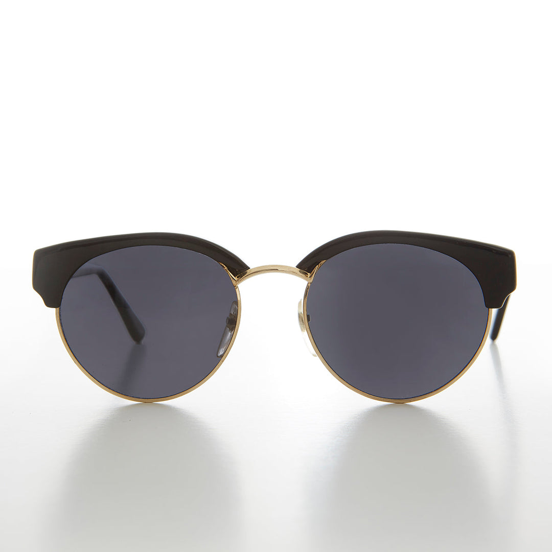 Round Half Frame Cat Eye Vintage Sunglass - Carrie