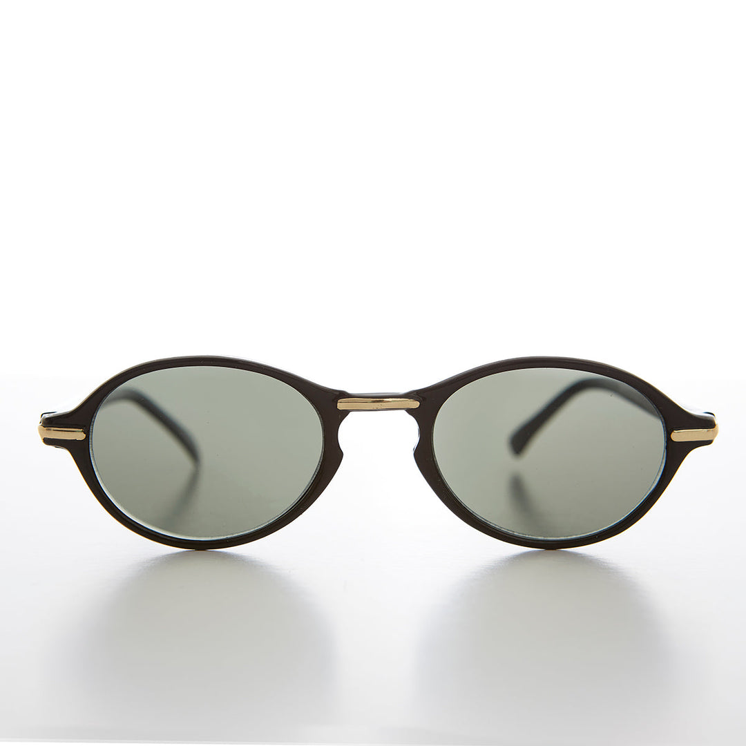 Oval Sunglass with Gold Accents Key Hole Bridge - Cooper