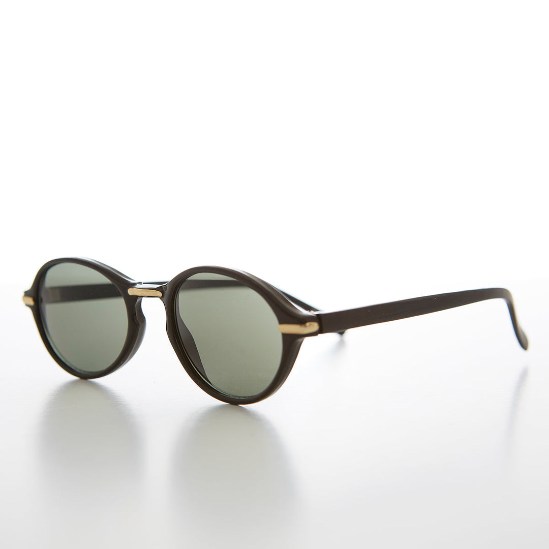 Oval Sunglass with Gold Accents Key Hole Bridge - Cooper