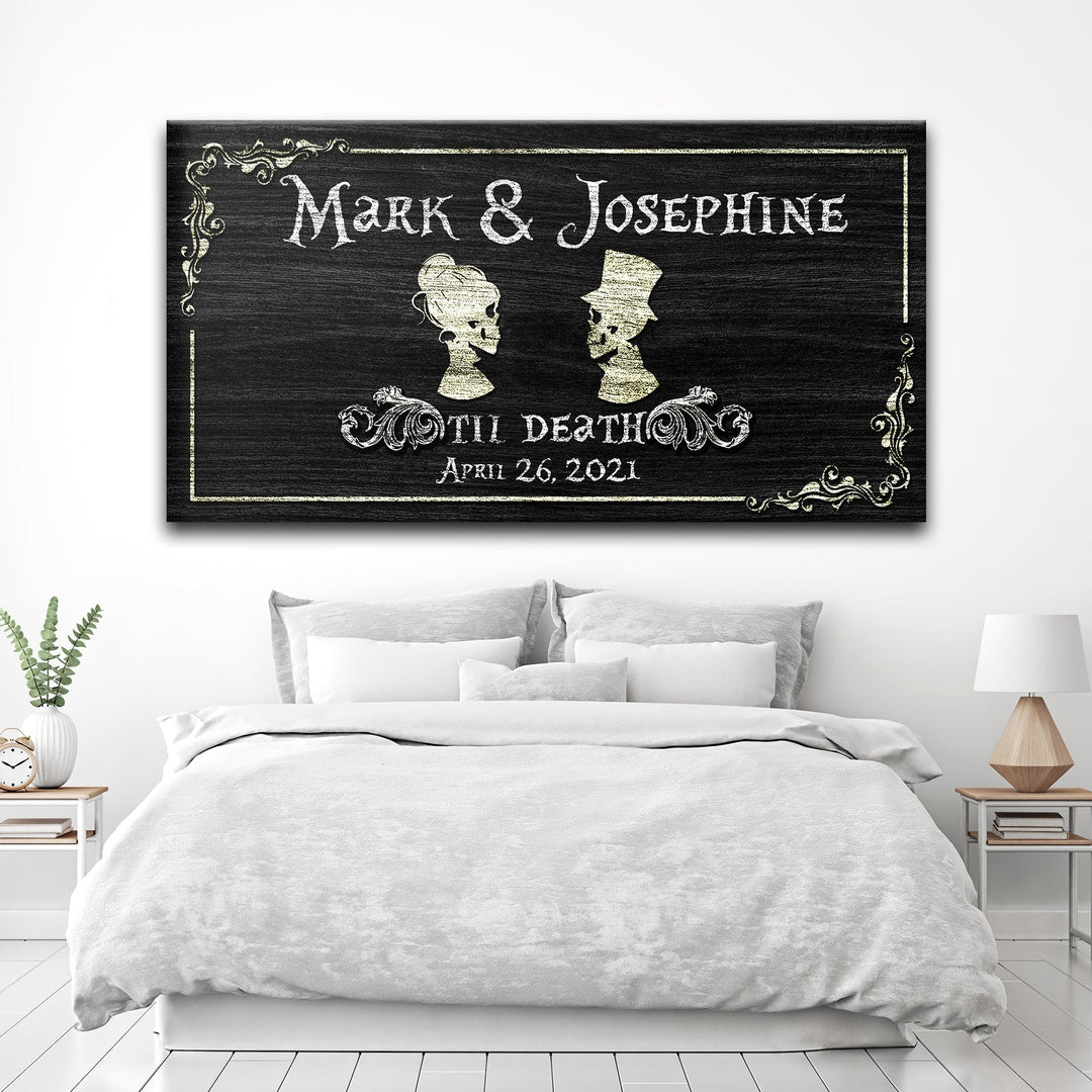 Till Death Do Us Part Personalized Skull Couple Sign - Unique Gothic Decor Art For Home & Living Room
