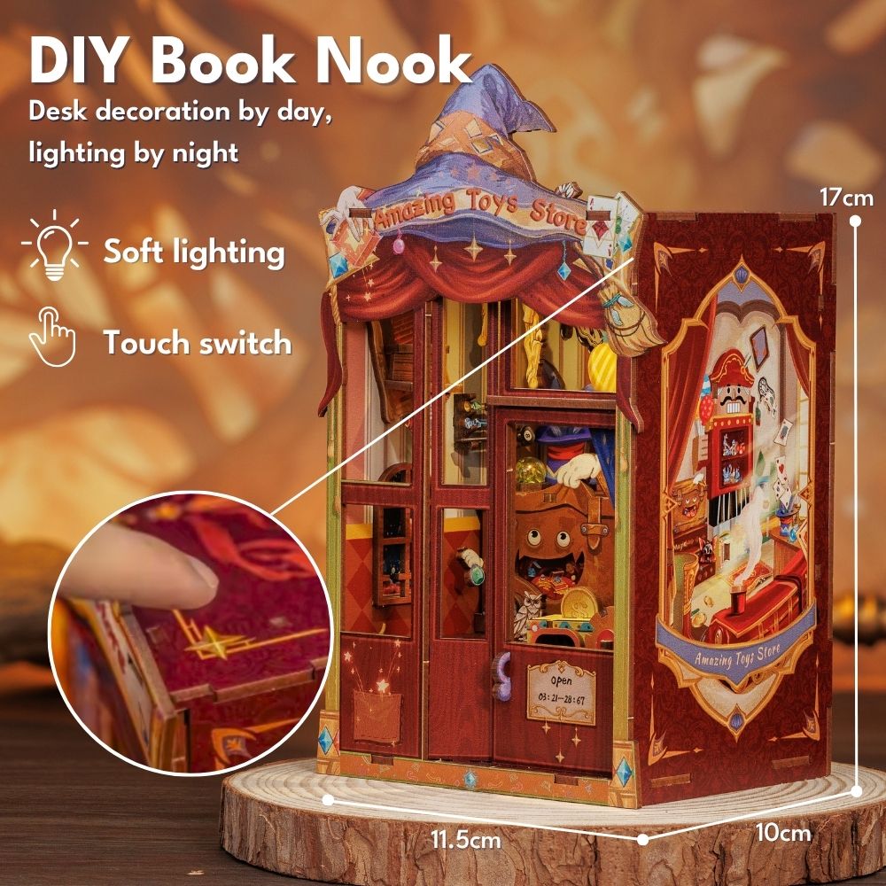 Amazing Toys Store Dollhouse Book Nook Kit - Miniature Wizardi Roombox Kit