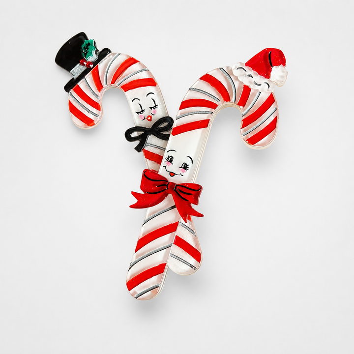 Candy Cane Couple Brooch by 50's Vintage Dame x Lipstick & Chrome