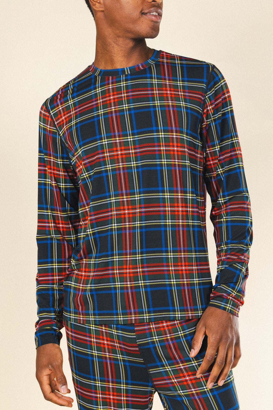 The Cappuccino | Holiday Tartan Plaid SleepDeep™ Men’s Long Sleeve Pajama Shirt