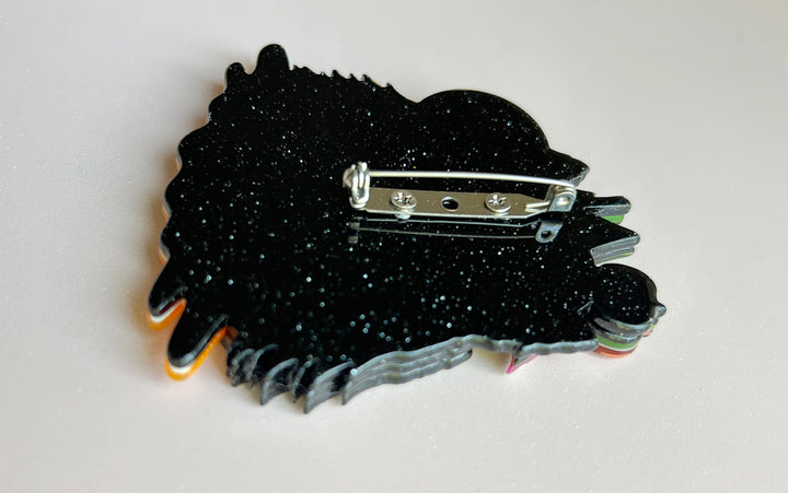 Black Magic Halloween Tiki Brooch by Carrie Hudson x Lipstick & Chrome