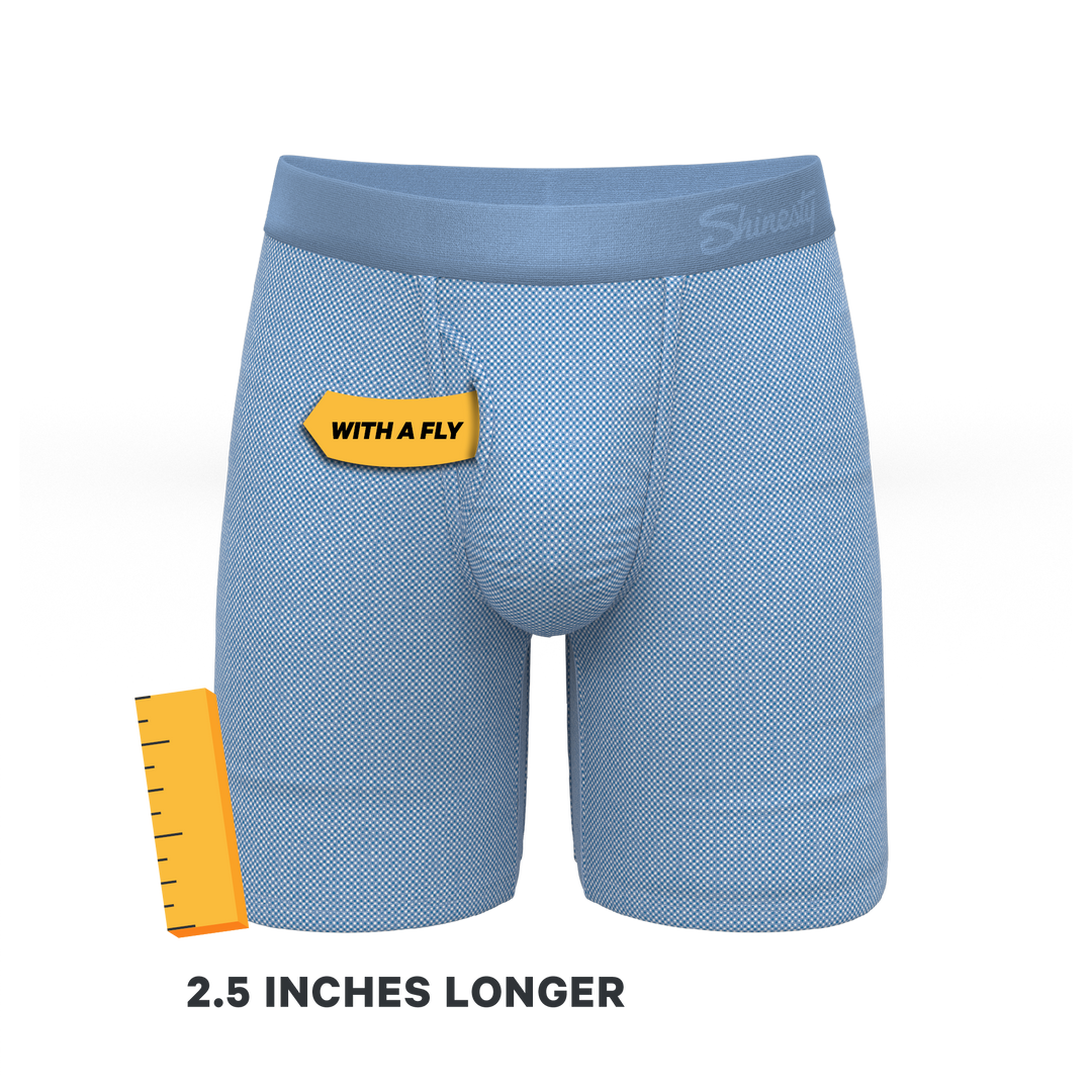 The Chambray All Day | Blue Chambray Long Leg Ball Hammock® Pouch Underwear With Fly