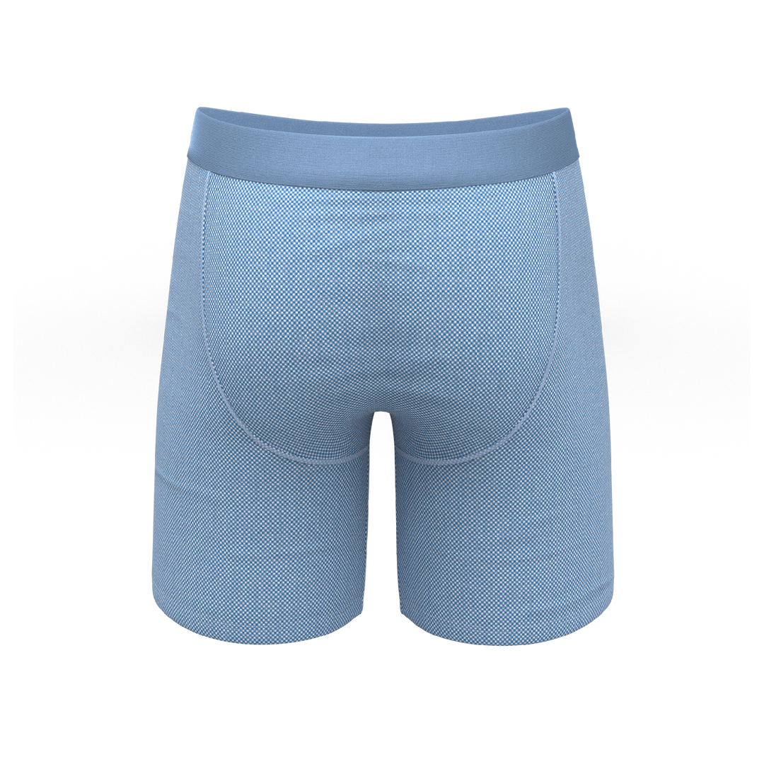 The Chambray All Day | Blue Chambray Long Leg Ball Hammock® Pouch Underwear With Fly