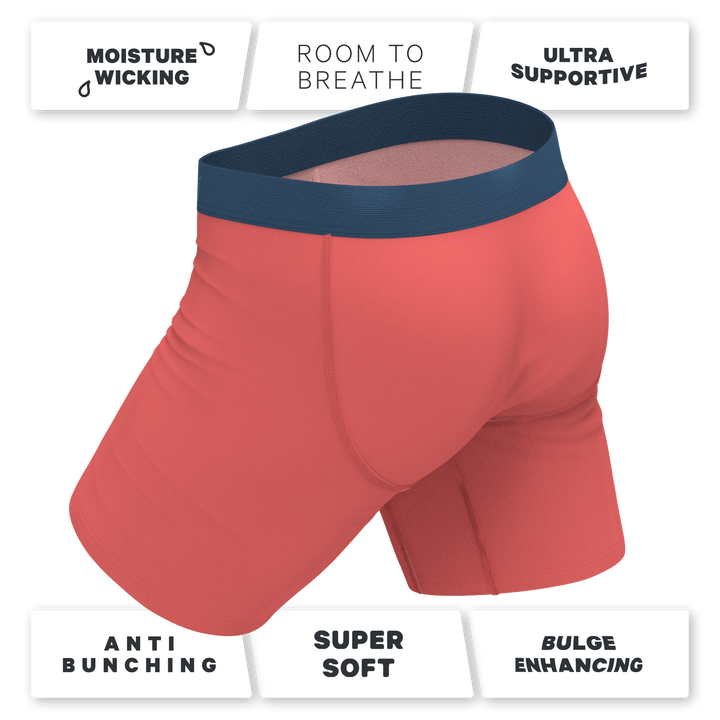 The Cherry Tomato | Coral Red Long Leg Ball Hammock® Pouch Underwear With Fly